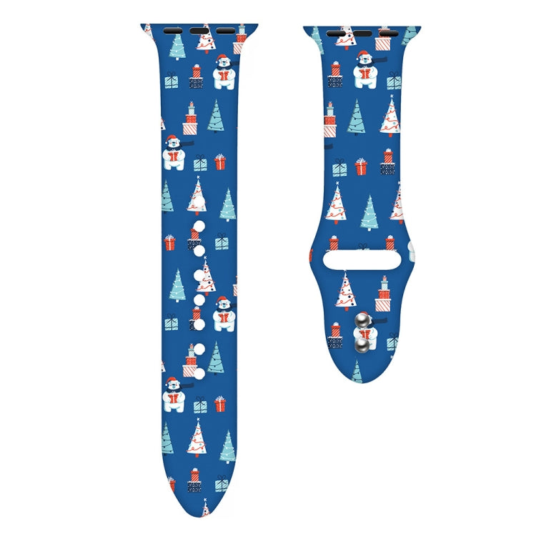 For Apple Watch 42mm / 41mm / 40mm / 38mm Christmas Pattern Silicone Watch Band(Small Snowman Blue) - free shipping - PMc TechLife - Order now!