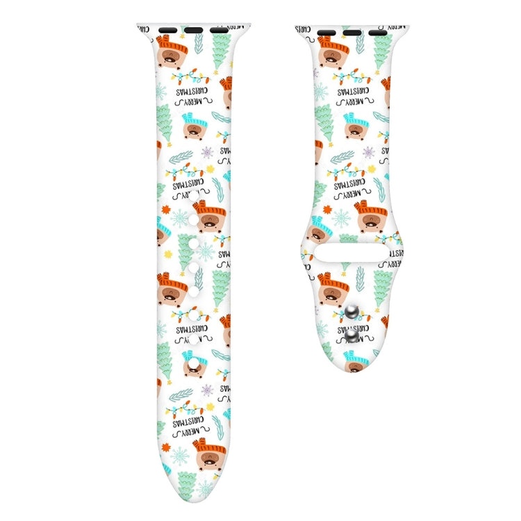 For Apple Watch 42mm / 41mm / 40mm / 38mm Christmas Pattern Silicone Watch Band(Happy Bear) - free shipping - PMc TechLife - Order now!