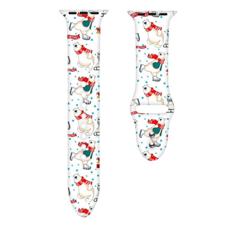 For Apple Watch 42mm / 41mm / 40mm / 38mm Christmas Pattern Silicone Watch Band(Happy Skiing Bear) - free shipping - PMc TechLife - Order now!