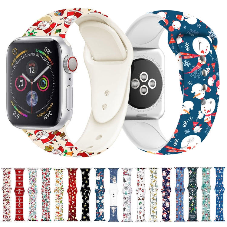 For Apple Watch 46mm / 49mm / 45mm / 44mm Christmas Pattern Silicone Watch Band(Snow Christmas) - free shipping - PMc TechLife - Order now!