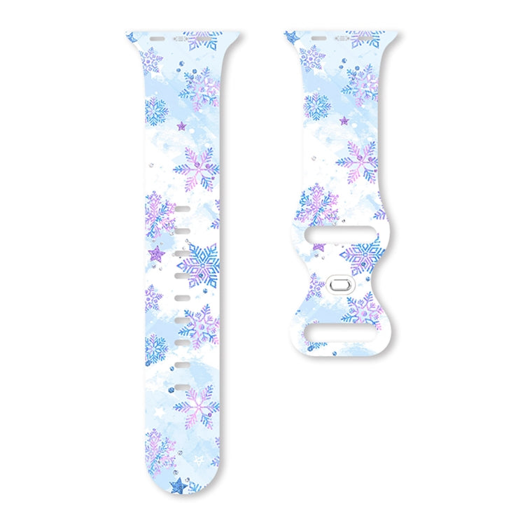 For Apple Watch 42mm / 41mm / 40mm / 38mm Christmas Pattern Butterfly Buckle Silicone Watch Band(Colorful Snowflakes) - free shipping - PMc TechLife - Order now!