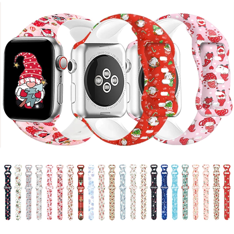 For Apple Watch 46mm / 49mm / 45mm / 44mm Christmas Pattern Butterfly Buckle Silicone Watch Band(Stitching Christmas) - free shipping - PMc TechLife - Order now!