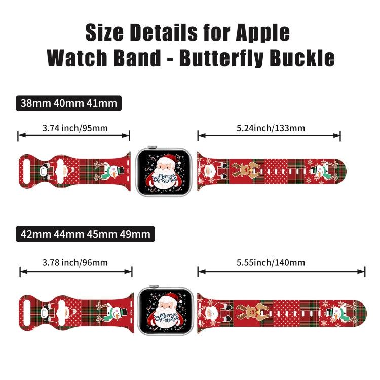 For Apple Watch 42mm / 41mm / 40mm / 38mm Christmas Pattern Butterfly Buckle Silicone Watch Band(Colorful Snowflakes) - free shipping - PMc TechLife - Order now!