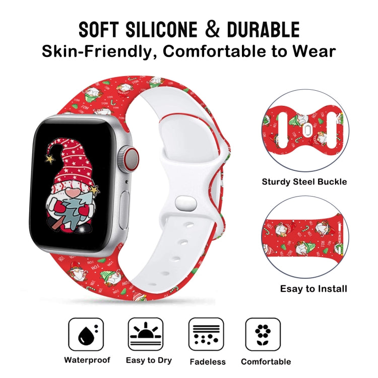 For Apple Watch 42mm / 41mm / 40mm / 38mm Christmas Pattern Butterfly Buckle Silicone Watch Band(Stitching Christmas) - free shipping - PMc TechLife - Order now!