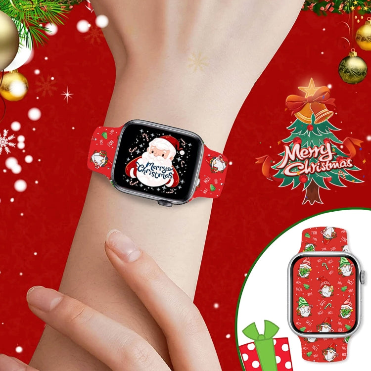 For Apple Watch 46mm / 49mm / 45mm / 44mm Christmas Pattern Butterfly Buckle Silicone Watch Band(Stitching Christmas) - free shipping - PMc TechLife - Order now!