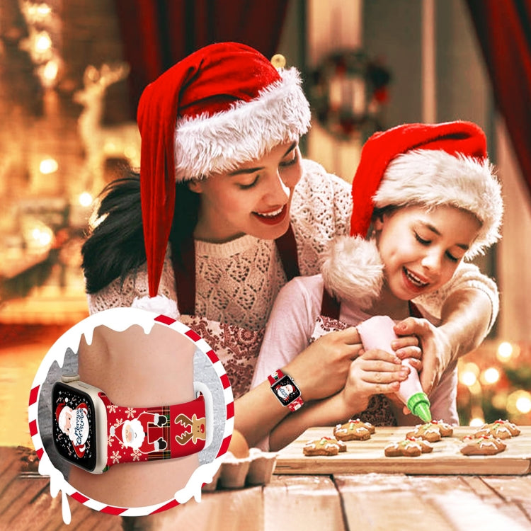 For Apple Watch 42mm / 41mm / 40mm / 38mm Christmas Pattern Butterfly Buckle Silicone Watch Band(Stitching Christmas) - free shipping - PMc TechLife - Order now!