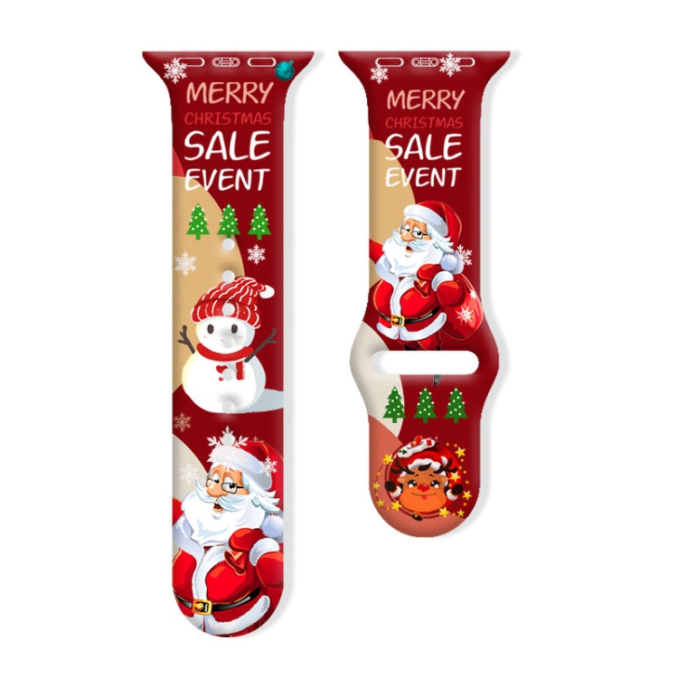 For Apple Watch 46mm / 49mm / 45mm / 44mm Christmas Pattern Reverse Buckle Silicone Watch Band(Santa Claus Snowman Red) - free shipping - PMc TechLife - Order now!