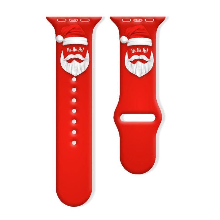 For Apple Watch 46mm / 49mm / 45mm / 44mm Christmas Pattern Reverse Buckle Silicone Watch Band(Santa Claus Red) - free shipping - PMc TechLife - Order now!
