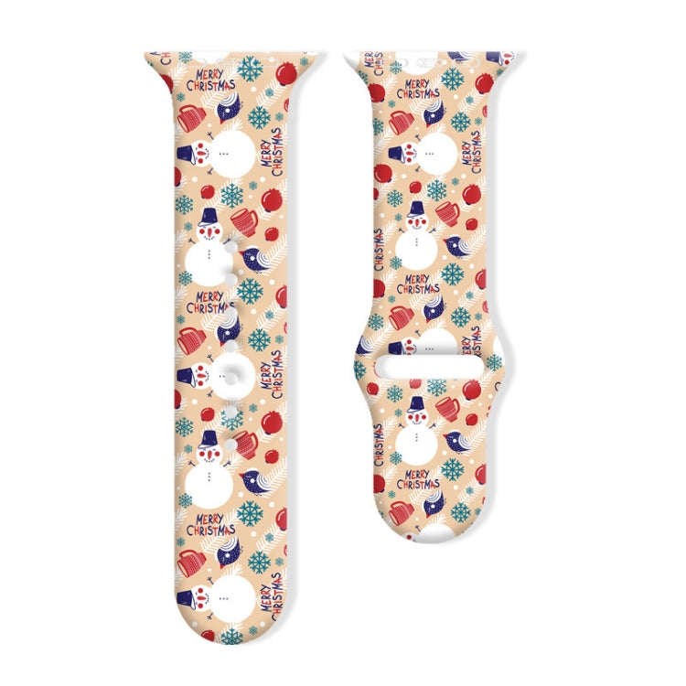 For Apple Watch 42mm / 41mm / 40mm / 38mm Christmas Pattern Reverse Buckle Silicone Watch Band(Snowman) - free shipping - PMc TechLife - Order now!