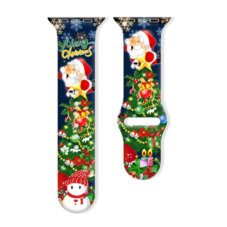 For Apple Watch 42mm / 41mm / 40mm / 38mm Christmas Pattern Reverse Buckle Silicone Watch Band(Santa Claus Snowman Green) - free shipping - PMc TechLife - Order now!