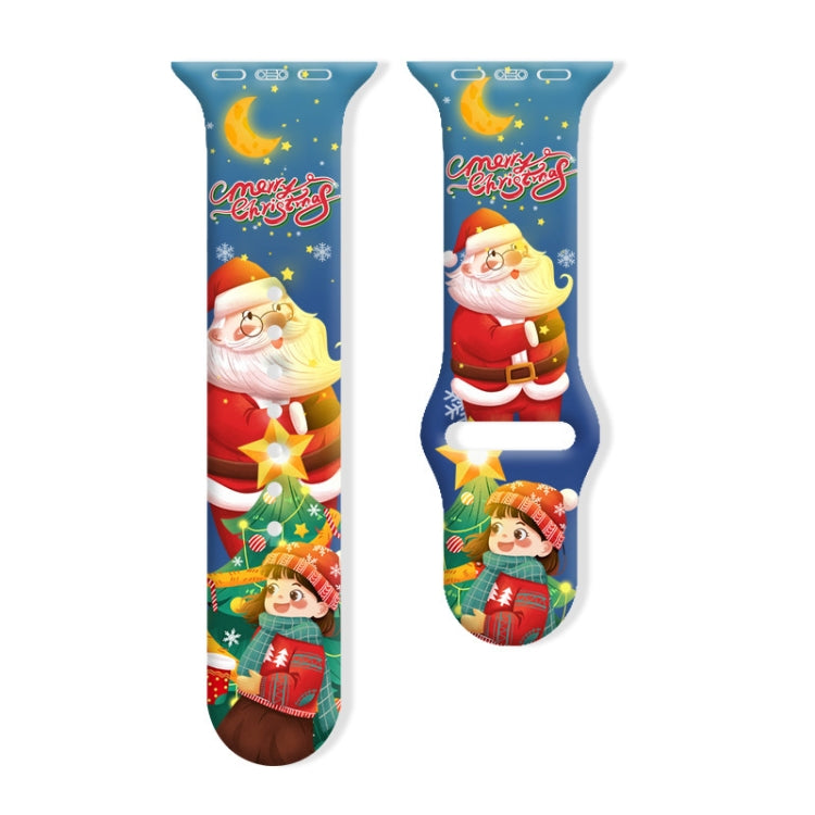 For Apple Watch 42mm / 41mm / 40mm / 38mm Christmas Pattern Reverse Buckle Silicone Watch Band(Santa Claus and Girl) - free shipping - PMc TechLife - Order now!
