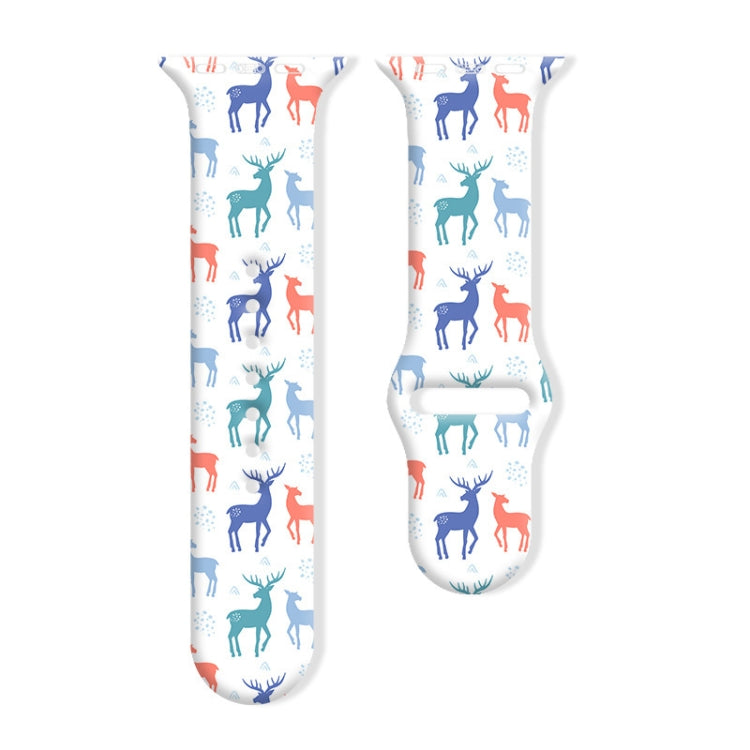 For Apple Watch 42mm / 41mm / 40mm / 38mm Christmas Pattern Reverse Buckle Silicone Watch Band(Deers) - free shipping - PMc TechLife - Order now!