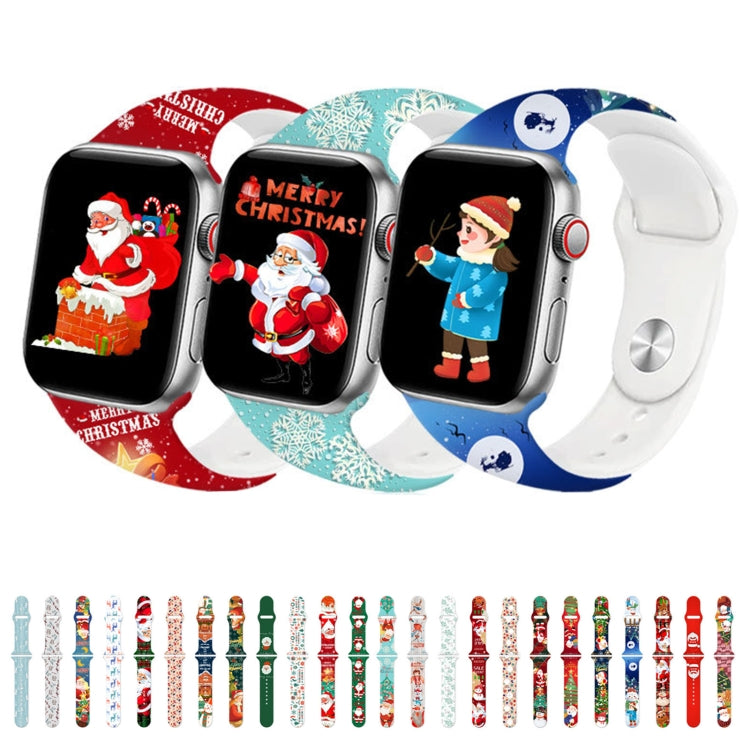 For Apple Watch 46mm / 49mm / 45mm / 44mm Christmas Pattern Reverse Buckle Silicone Watch Band(Weasels) - free shipping - PMc TechLife - Order now!