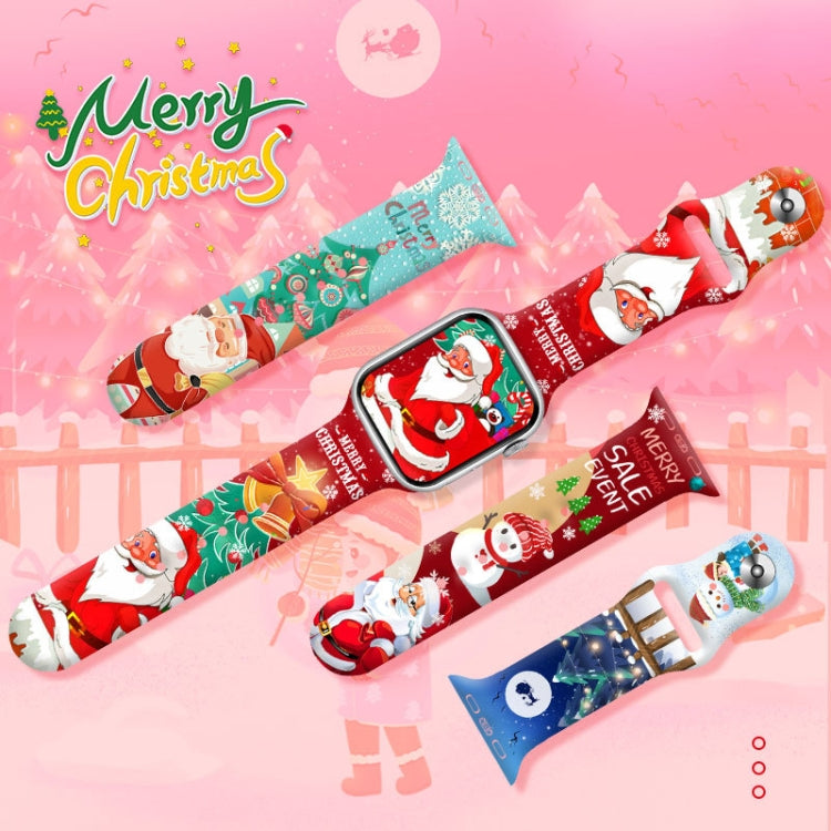 For Apple Watch 42mm / 41mm / 40mm / 38mm Christmas Pattern Reverse Buckle Silicone Watch Band(Girl and Snowman) - free shipping - PMc TechLife - Order now!