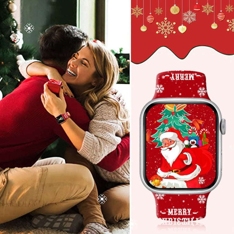 For Apple Watch 42mm / 41mm / 40mm / 38mm Christmas Pattern Reverse Buckle Silicone Watch Band(Santa Claus Green) - free shipping - PMc TechLife - Order now!