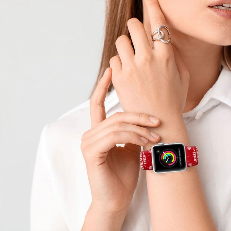 For Apple Watch 46mm / 49mm / 45mm / 44mm Christmas Pattern Reverse Buckle Silicone Watch Band(Squirrel) - free shipping - PMc TechLife - Order now!