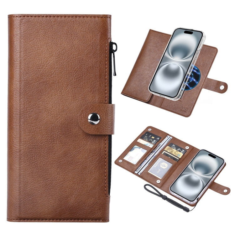 For iPhone 16 ViLi GVS-C Series MagSafe Magnetic RFID Leather Flip Phone Case(Brown) - free shipping - PMC Jewellery - Order now!