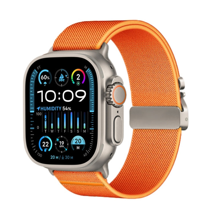 For Apple Watch 46mm / 49mm / 45mm / 44mm Parachute Buckle Elastic Nylon Watch Band(Orange) - Watch Bands by PMc TechLife | Online Shopping South Africa | PMc TechLife | Buy Now Pay Later Mobicred