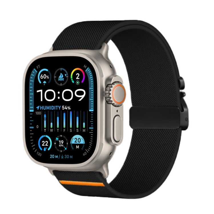 For Apple Watch 46mm / 49mm / 45mm / 44mm Parachute Buckle Elastic Nylon Watch Band(Black) - free shipping - PMc TechLife - Order now!