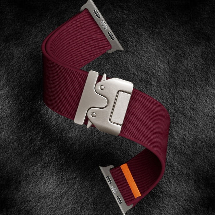 For Apple Watch 46mm / 49mm / 45mm / 44mm Parachute Buckle Elastic Nylon Watch Band(Wine Red) - free shipping - PMc TechLife - Order now!