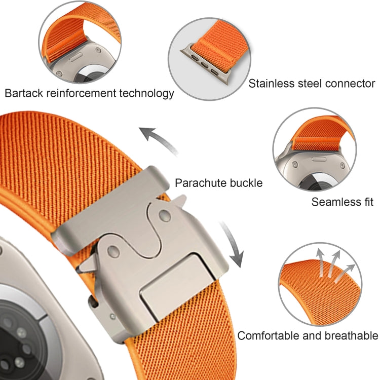 For Apple Watch 42mm / 41mm / 40mm / 38mm Parachute Buckle Elastic Nylon Watch Band(Orange) - free shipping - PMc TechLife - Order now!