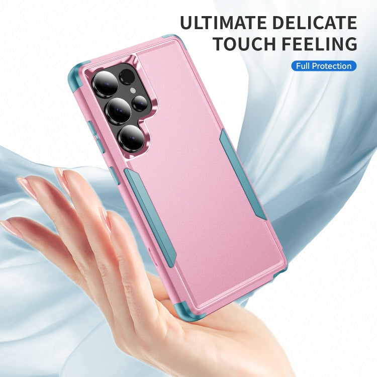For Samsung Galaxy S25 Ultra 5G TPU + PC Shockproof Protective Phone Case(Pink + Grey Green) - Galaxy S25 Ultra 5G Cases by PMC Jewellery | Online Shopping South Africa | PMC Jewellery | Buy Now Pay Later Mobicred