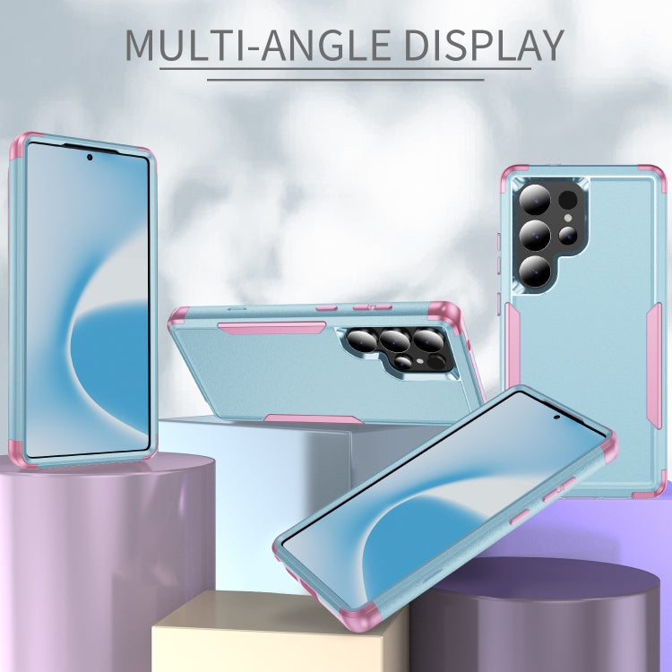 For Samsung Galaxy S25 Ultra 5G TPU + PC Shockproof Protective Phone Case(Grey Green + Pink) - Galaxy S25 Ultra 5G Cases by PMC TechLife | Online Shopping South Africa | PMC TechLife | Buy Now Pay Later Mobicred