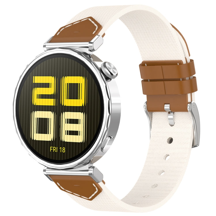 For Huawei Watch GT 5 41mm / GT 5 Pro 42mm Stitched Nylon Denim Watch Band(Brown White) - free shipping - PMc TechLife - Order now!