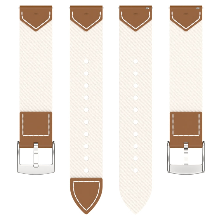 For Huawei Watch GT 5 41mm / GT 5 Pro 42mm Stitched Nylon Denim Watch Band(Brown White) - free shipping - PMc TechLife - Order now!
