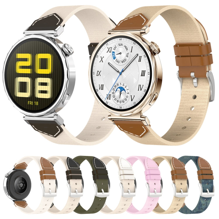 For Huawei Watch GT 5 41mm / GT 5 Pro 42mm Stitched Nylon Denim Watch Band(Black Grey) - Watch Bands by PMc TechLife | Online Shopping South Africa | PMc TechLife | Buy Now Pay Later Mobicred