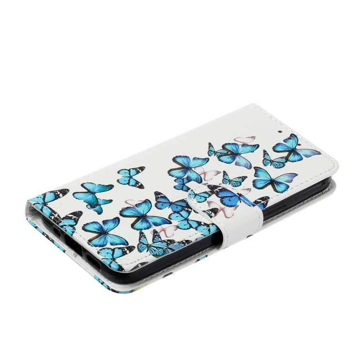For Samsung Galaxy S25 5G Colored Drawing Marble Pattern Leather Phone Case(Little Blue Butterflies) - Galaxy S25 5G Cases by PMC Jewellery | Online Shopping South Africa | PMC Jewellery | Buy Now Pay Later Mobicred