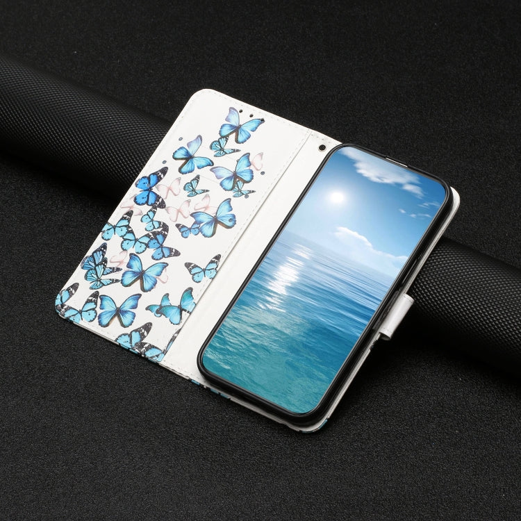 For Samsung Galaxy S25 5G Colored Drawing Marble Pattern Leather Phone Case(Little Blue Butterflies) - Galaxy S25 5G Cases by PMC Jewellery | Online Shopping South Africa | PMC Jewellery | Buy Now Pay Later Mobicred