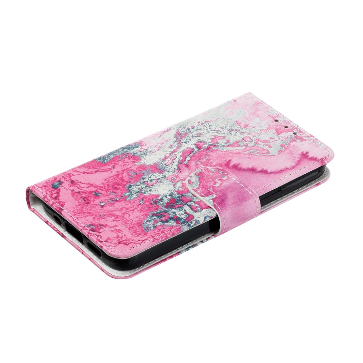 For Samsung Galaxy S25 5G Colored Drawing Marble Pattern Leather Phone Case(Pink Seawater) - Galaxy S25 5G Cases by PMC Jewellery | Online Shopping South Africa | PMC Jewellery | Buy Now Pay Later Mobicred