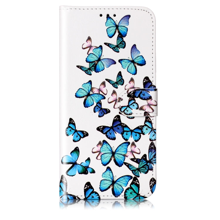 For Samsung Galaxy S25+ 5G Colored Drawing Marble Pattern Leather Phone Case(Little Blue Butterflies) - free shipping - PMC Jewellery - Order now!