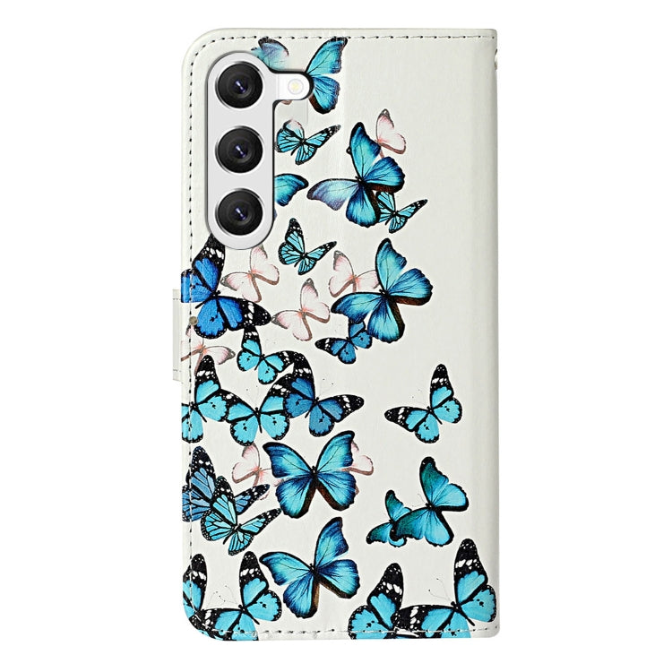 For Samsung Galaxy S25+ 5G Colored Drawing Marble Pattern Leather Phone Case(Little Blue Butterflies) - free shipping - PMC Jewellery - Order now!