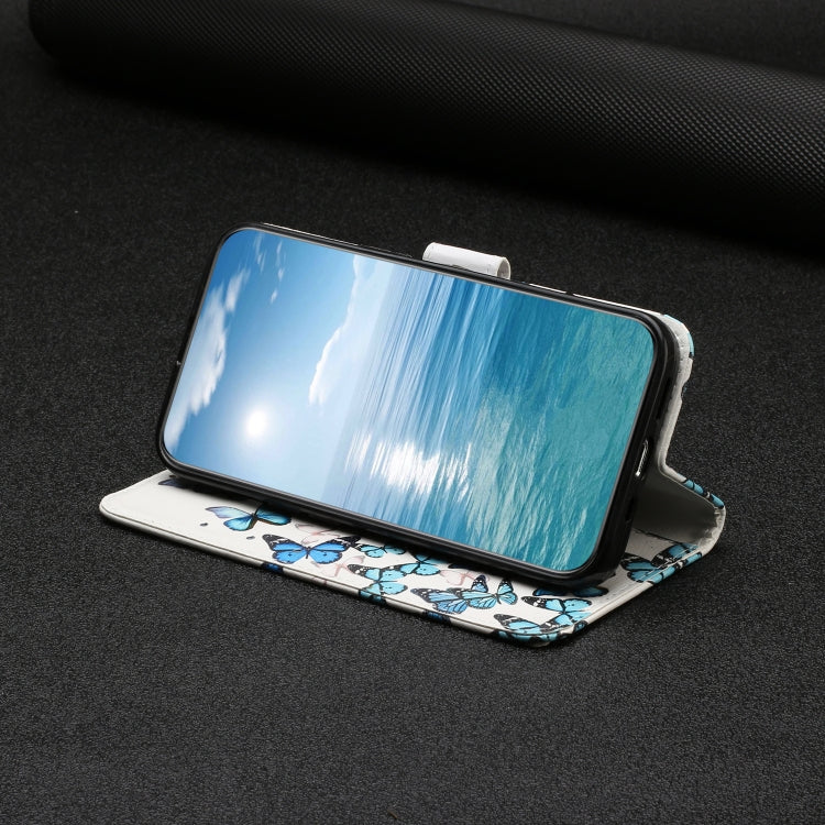 For Samsung Galaxy S25+ 5G Colored Drawing Marble Pattern Leather Phone Case(Little Blue Butterflies) - free shipping - PMC Jewellery - Order now!