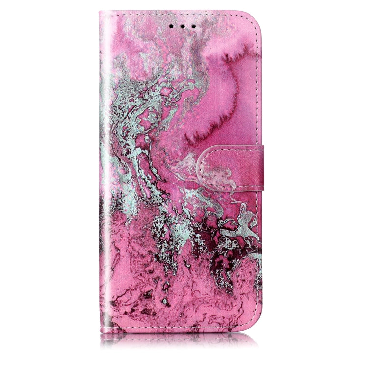 For Samsung Galaxy S25 Ultra 5G Colored Drawing Marble Pattern Leather Phone Case(Pink Seawater) - Galaxy S25 Ultra 5G Cases by PMC Jewellery | Online Shopping South Africa | PMC Jewellery | Buy Now Pay Later Mobicred