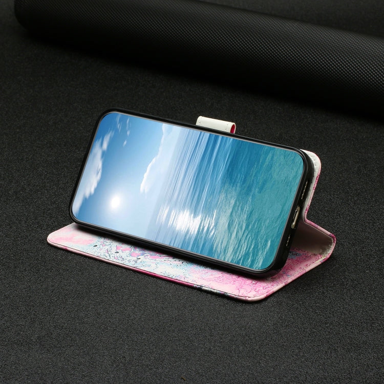 For Samsung Galaxy S25 Ultra 5G Colored Drawing Marble Pattern Leather Phone Case(Pink Seawater) - Galaxy S25 Ultra 5G Cases by PMC Jewellery | Online Shopping South Africa | PMC Jewellery | Buy Now Pay Later Mobicred