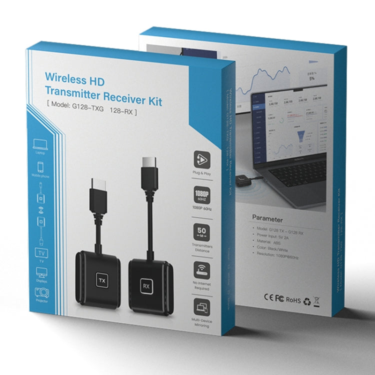 G128 1080P 60Hz Wireless HD Screen Projector Transmitter and Receiver Kit(Black) - Wireless Display Dongle by PMC TechLife | Online Shopping South Africa | PMC TechLife | Buy Now Pay Later Mobicred