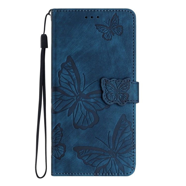 For Samsung Galaxy S25 5G Skin-feel Embossed Butterfly Leather Phone Case(Blue) - Galaxy S25 5G Cases by PMC Jewellery | Online Shopping South Africa | PMC Jewellery | Buy Now Pay Later Mobicred