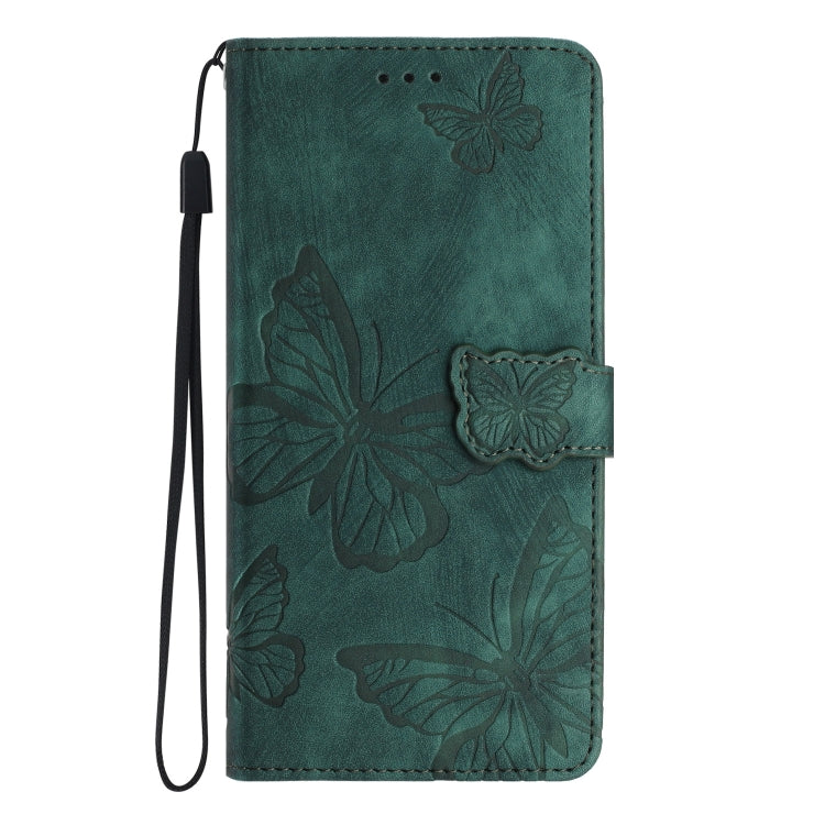 For Samsung Galaxy S25 5G Skin-feel Embossed Butterfly Leather Phone Case(Green) - Galaxy S25 5G Cases by PMC Jewellery | Online Shopping South Africa | PMC Jewellery | Buy Now Pay Later Mobicred