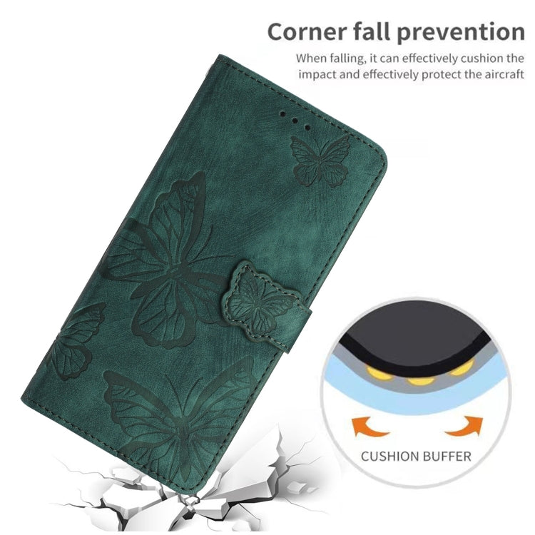 For Samsung Galaxy S25 5G Skin-feel Embossed Butterfly Leather Phone Case(Green) - Galaxy S25 5G Cases by PMC Jewellery | Online Shopping South Africa | PMC Jewellery | Buy Now Pay Later Mobicred