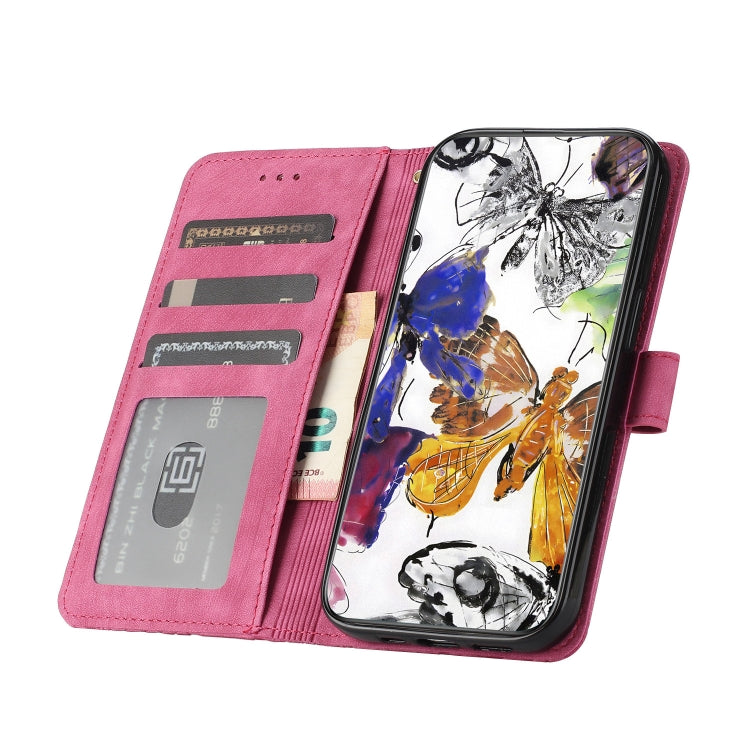 For Samsung Galaxy S25 5G Skin-feel Embossed Butterfly Leather Phone Case(Rose Red) - Galaxy S25 5G Cases by PMC Jewellery | Online Shopping South Africa | PMC Jewellery | Buy Now Pay Later Mobicred