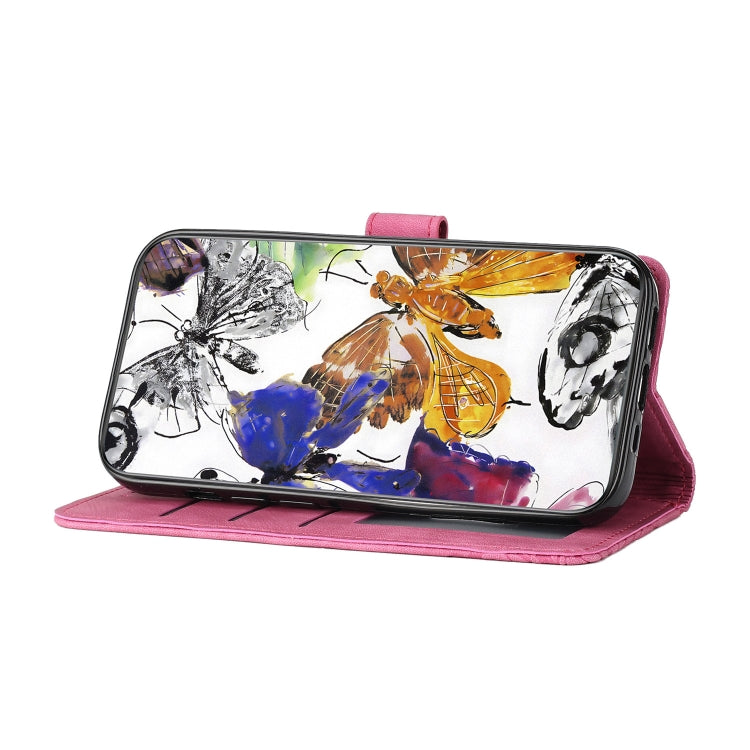 For Samsung Galaxy S25 5G Skin-feel Embossed Butterfly Leather Phone Case(Rose Red) - Galaxy S25 5G Cases by PMC Jewellery | Online Shopping South Africa | PMC Jewellery | Buy Now Pay Later Mobicred