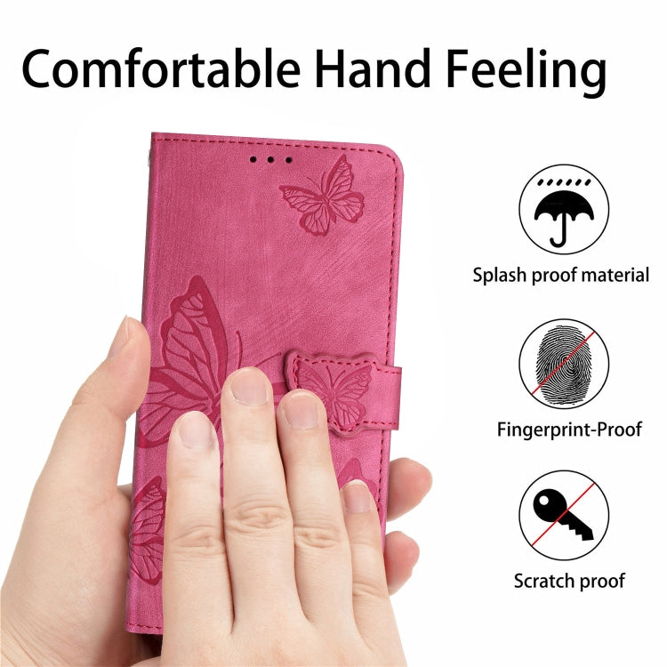 For Samsung Galaxy S25 5G Skin-feel Embossed Butterfly Leather Phone Case(Rose Red) - Galaxy S25 5G Cases by PMC Jewellery | Online Shopping South Africa | PMC Jewellery | Buy Now Pay Later Mobicred