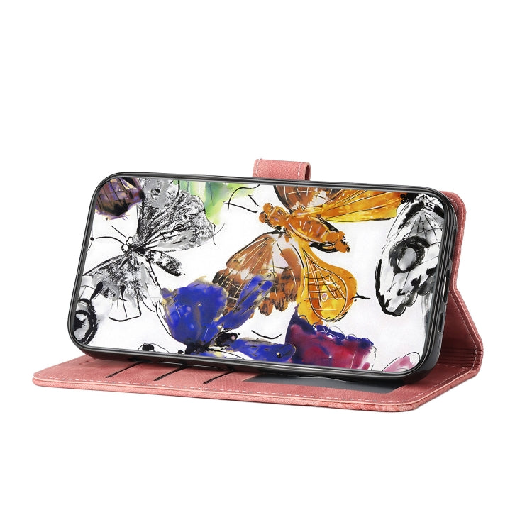 For Samsung Galaxy S25 5G Skin-feel Embossed Butterfly Leather Phone Case(Pink) - Galaxy S25 5G Cases by PMC Jewellery | Online Shopping South Africa | PMC Jewellery | Buy Now Pay Later Mobicred
