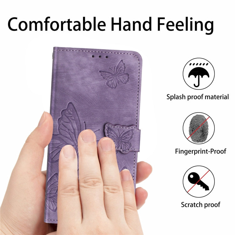 For Samsung Galaxy S25 5G Skin-feel Embossed Butterfly Leather Phone Case(Purple) - Galaxy S25 5G Cases by PMC Jewellery | Online Shopping South Africa | PMC Jewellery | Buy Now Pay Later Mobicred