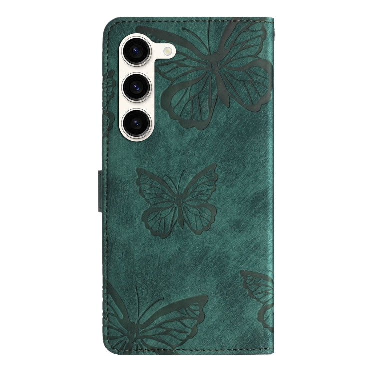 For Samsung Galaxy S25+ 5G Skin-feel Embossed Butterfly Leather Phone Case(Green) - Galaxy S25+ 5G Cases by PMC Jewellery | Online Shopping South Africa | PMC Jewellery | Buy Now Pay Later Mobicred
