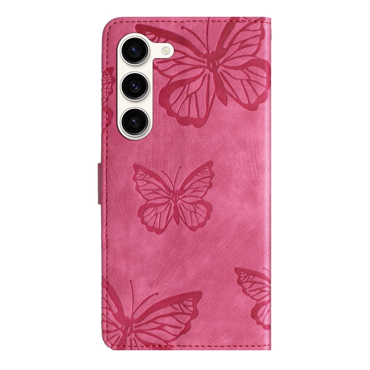 For Samsung Galaxy S25+ 5G Skin-feel Embossed Butterfly Leather Phone Case(Rose Red) - Galaxy S25+ 5G Cases by PMC Jewellery | Online Shopping South Africa | PMC Jewellery | Buy Now Pay Later Mobicred