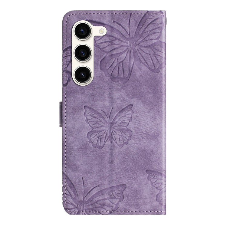 For Samsung Galaxy S25+ 5G Skin-feel Embossed Butterfly Leather Phone Case(Purple) - Galaxy S25+ 5G Cases by PMC Jewellery | Online Shopping South Africa | PMC Jewellery | Buy Now Pay Later Mobicred